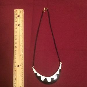 Black and cream vintage metal email mold necklace